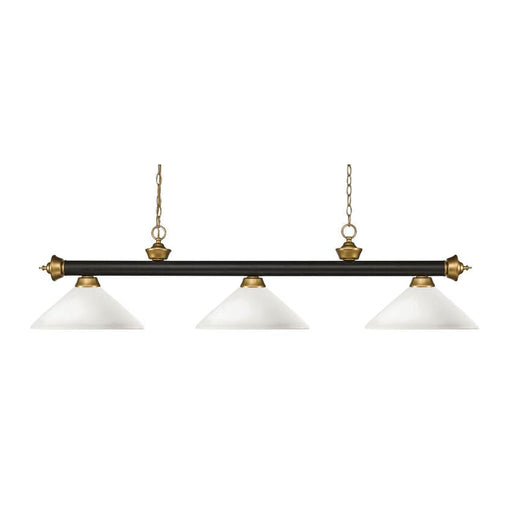 Z-Lite Riviera Bronze Satin Gold Island Billiard Pendant 200-3BRZ+SG-AMO14 - Island/Billiard