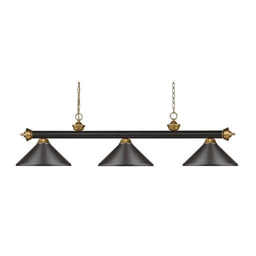 Z-Lite Riviera Bronze Satin Gold Island Billiard Pendant 200-3BRZ+SG-MBRZ - Island/Billiard