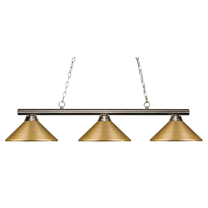 Z-Lite Sharp Shooter Brushed Nickel Island Billiard Pendant 155-3BN-MSG - Island/Billiard