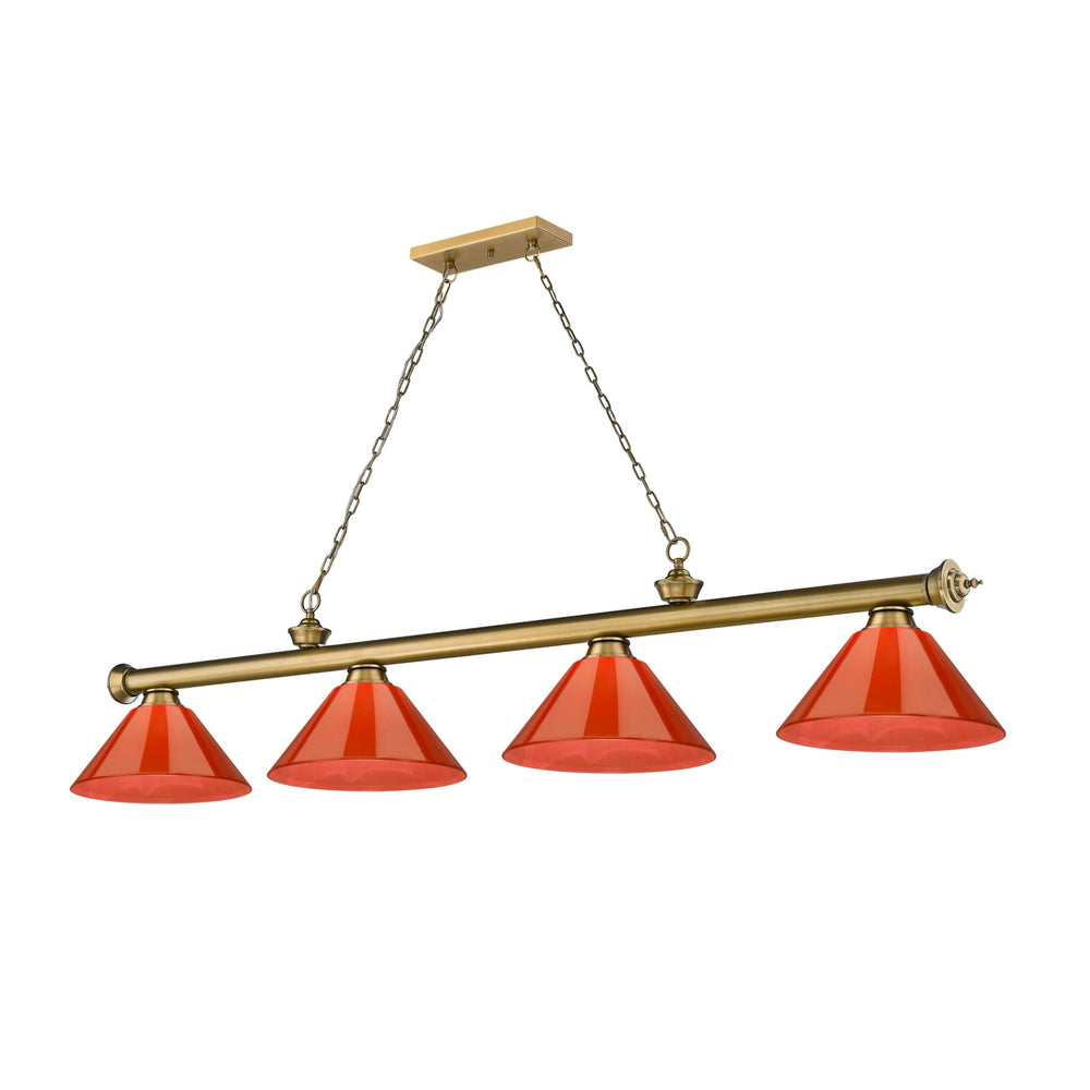 Z-Lite Cordon Rubbed Brass 4 Light Billiard 2306-4RB-PRD - Island/Billiard