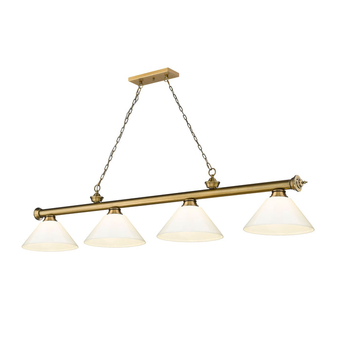 Z-Lite Cordon Rubbed Brass 4 Light Billiard 2306-4RB-PWH - Island/Billiard