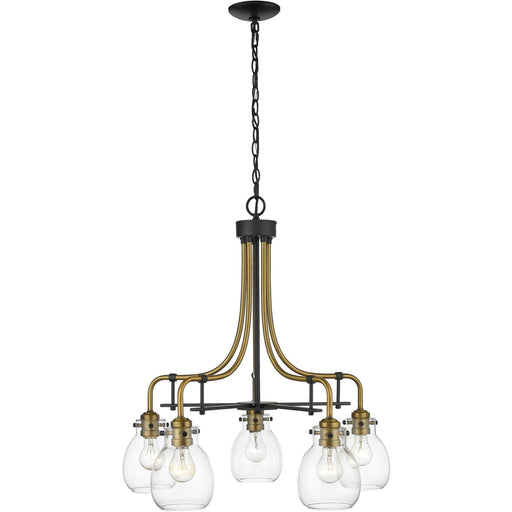 Kraken Matte Black and Olde Brass Chandelier - Chandelier