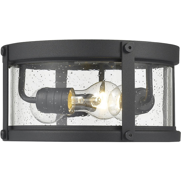 Roundhouse Black Outdoor Flush Ceiling Mount Fixture - Outdoor Flush Ceiling Mount Fixture