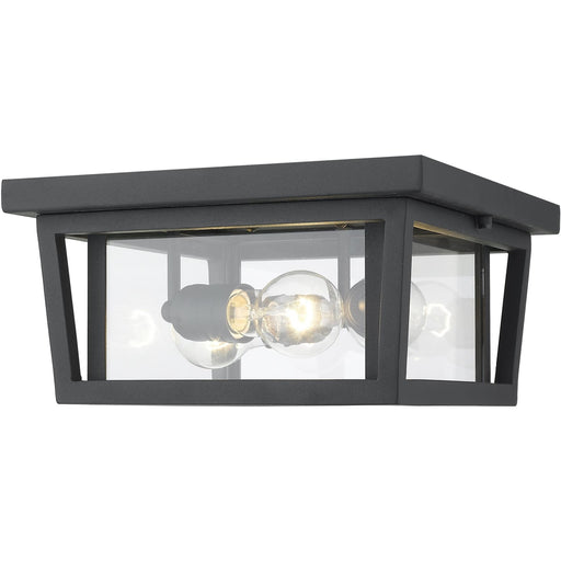 Seoul Black Outdoor Flush Ceiling Mount Fixture - Outdoor Flush Ceiling Mount Fixture