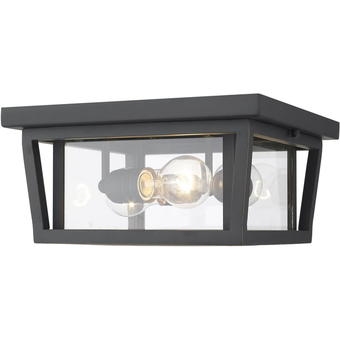 Seoul Oil Rubbed Bronze Outdoor Flush Ceiling Mount Fixture - Outdoor Flush Ceiling Mount Fixture