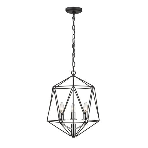 Geo Matte Black Chrome 3 Light Chandelier - Chandeliers