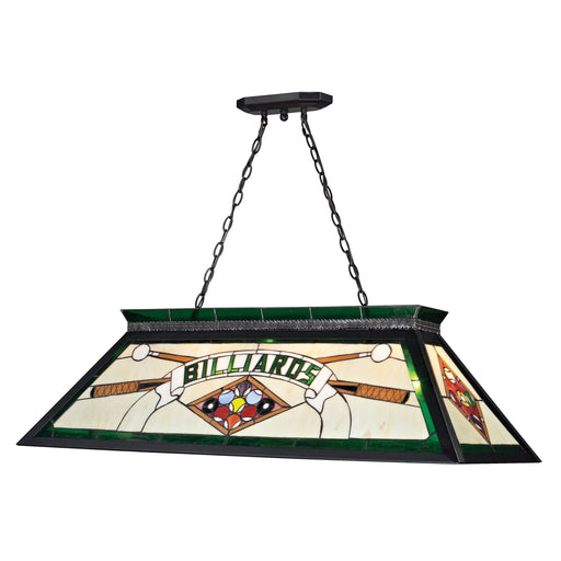 Z-Lite Tiffany Billiard Matte Black Island Billiard Pendant KD25GREEN - Island/Billiard