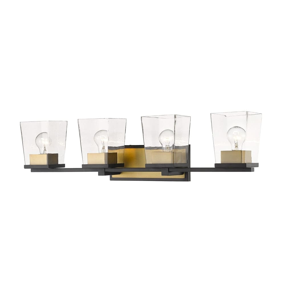 Bleeker Street Matte Black Olde Brass 4 Light Vanity - Bath & Vanity