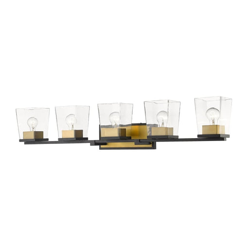 Bleeker Street Matte Black Olde Brass 5 Light Vanity - Bath & Vanity