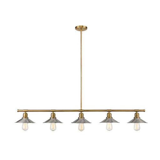 Casa Factory Brass 5 Light Island Billiard Pendant 613-5L-FB+BN - Island/Billiard