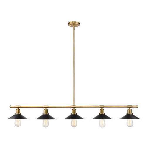 Casa Factory Brass 5 Light Island Billiard Pendant 613-5L-FB+MB - Island/Billiard