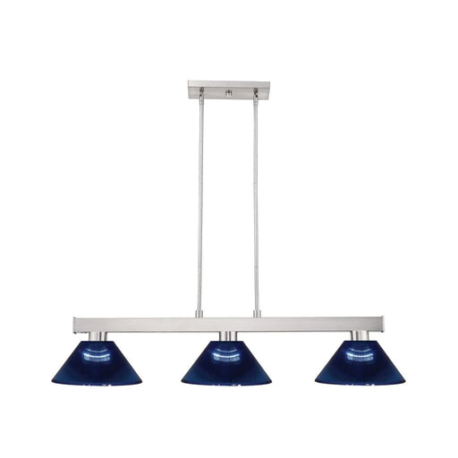 Cobalt Brushed Nickel 3 Light Billiard Pendant - Island/Billiard