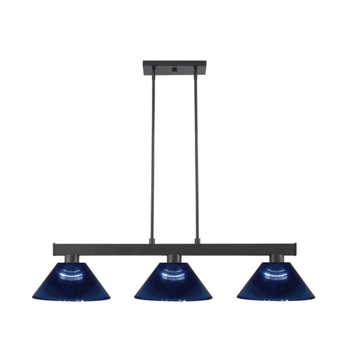 Cobalt Matte Black 3 Light Billiard Pendant 152MB-ARDB - Island/Billiard
