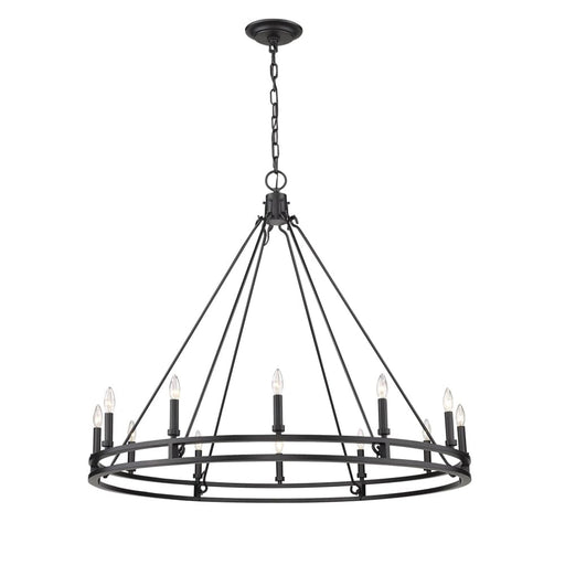 Dennison Matte Black 12 Light Chandelier - Chandeliers