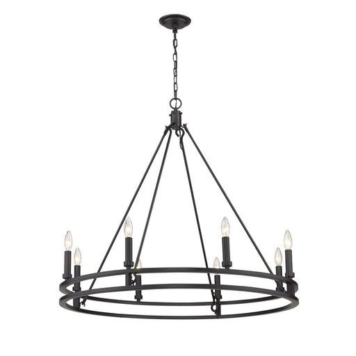 Dennison Matte Black 8 Light Chandelier - Chandeliers