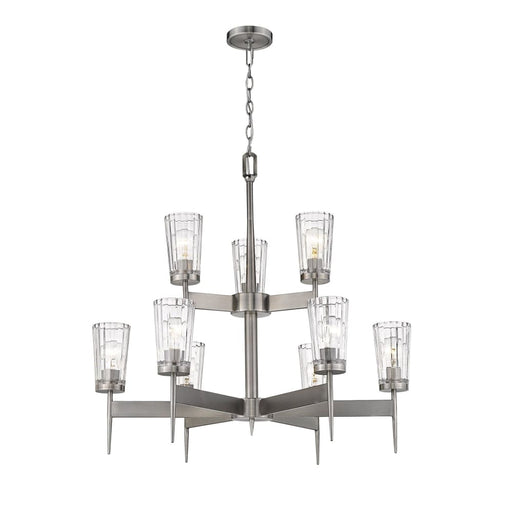 Flair Antique Nickel 9 Light Chandelier - Chandeliers