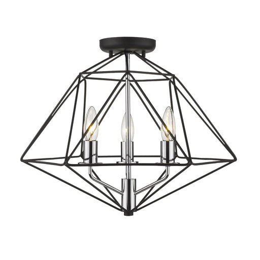 Geo Matte Black Chrome 3 Light Semi-Flushmount - Semi-Flushmounts