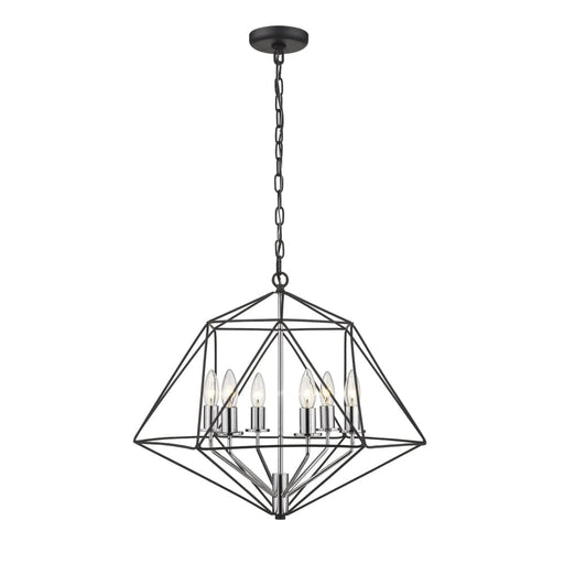 Geo Matte Black Chrome 6 Light Chandelier 918-22MB-CH - Chandeliers