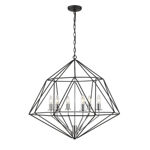 Geo Matte Black Chrome 6 Light Chandelier 918-30MB-CH - Chandeliers