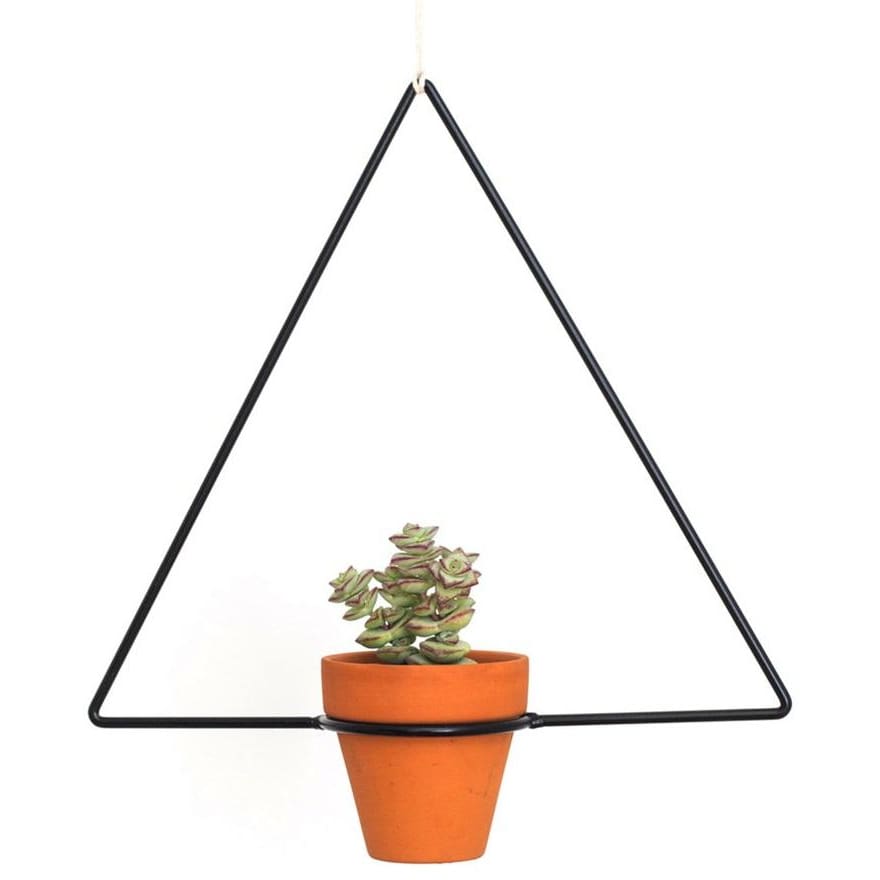 black wall plant hanger Hanging Triangle Black Planter