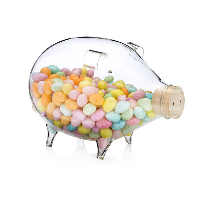Clear Glass Piggy Bank Large