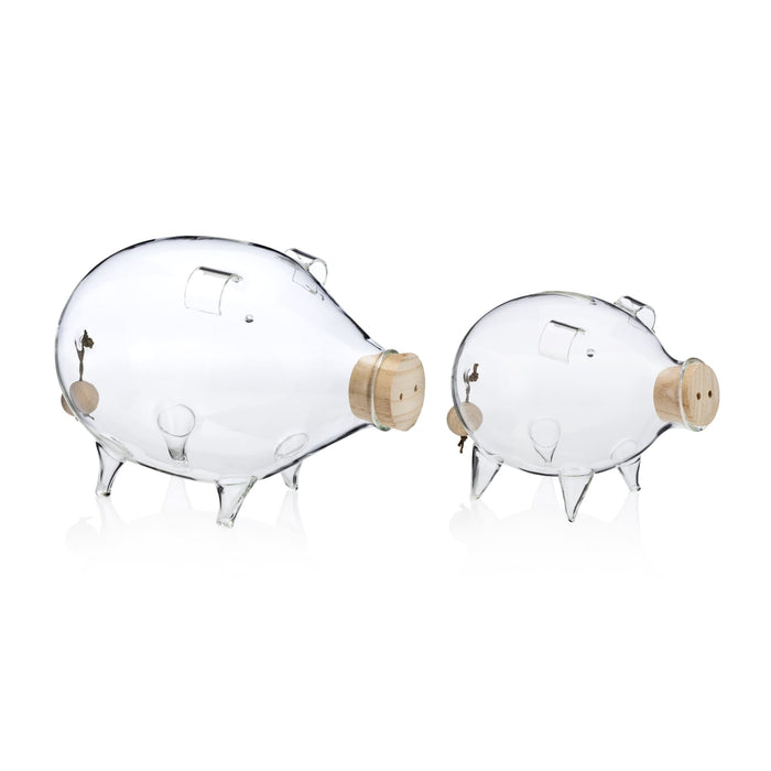 Clear Glass Piggy Bank Small