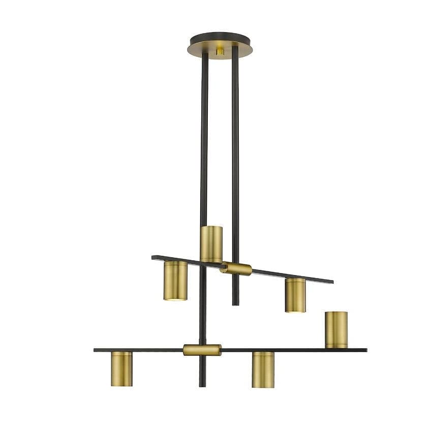 Z-Lite Calumet Matte Black Olde Brass Chandelier 814-6MB-OBR - Chandeliers