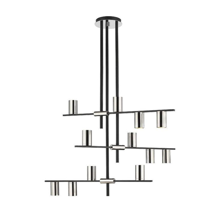 Z-Lite Calumet Mate Black Polished Nickel Chandelier 814-12MB-PN - Chandeliers