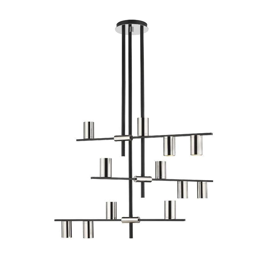 Z-Lite Calumet Mate Black Polished Nickel Chandelier 814-12MB-PN - Chandeliers