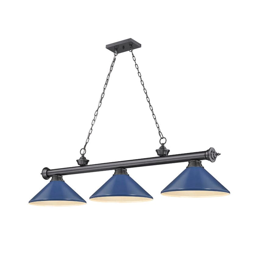 Z-Lite Cordon Bronze Plated 3 Light Billiard 2306-3BP-MNB