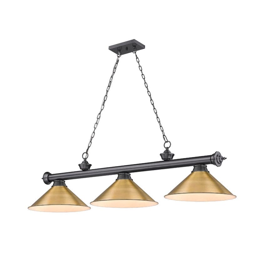 Z-Lite Cordon Bronze Plated 3 Light Billiard 2306-3BP-RB15