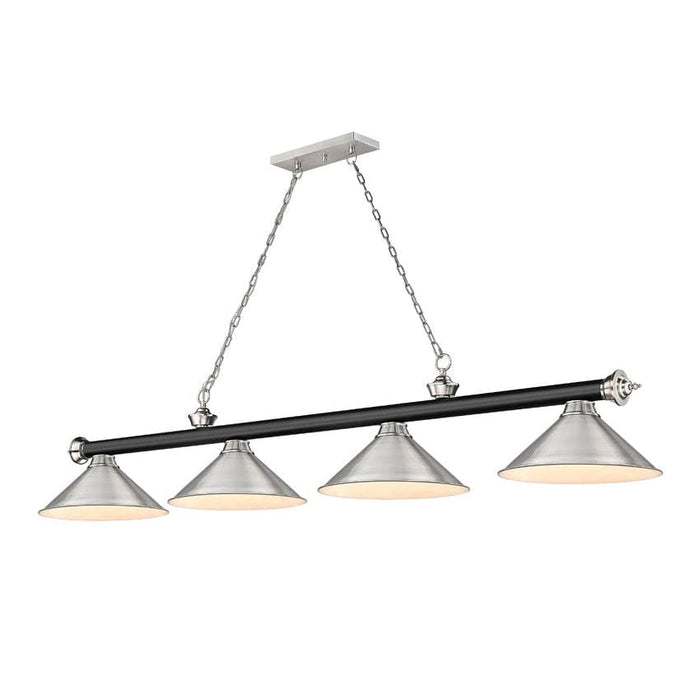 Z-Lite Cordon Matte Black Brushed Nickel 4 Light Billiard 2306-4MB-BN-BN15
