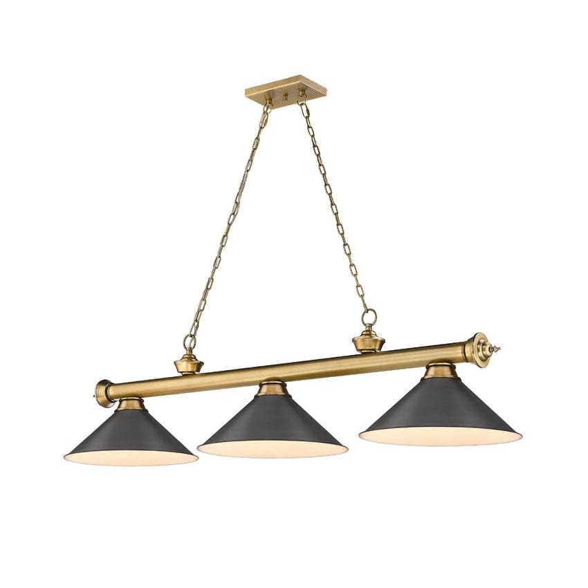 Z-Lite Cordon Rubbed Brass 3 Light Billiard 2306-3RB-BRZ15