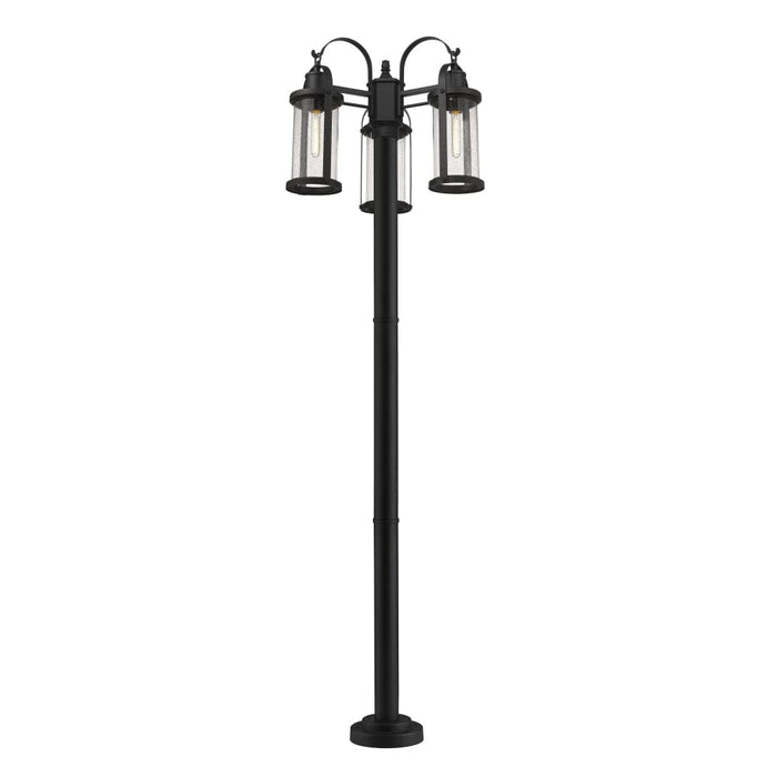 Z-Lite Roundhouse Black Outdoor Post Mounted Fixture 569MP3-567P-BK - Outdoor Post Mounted Fixture