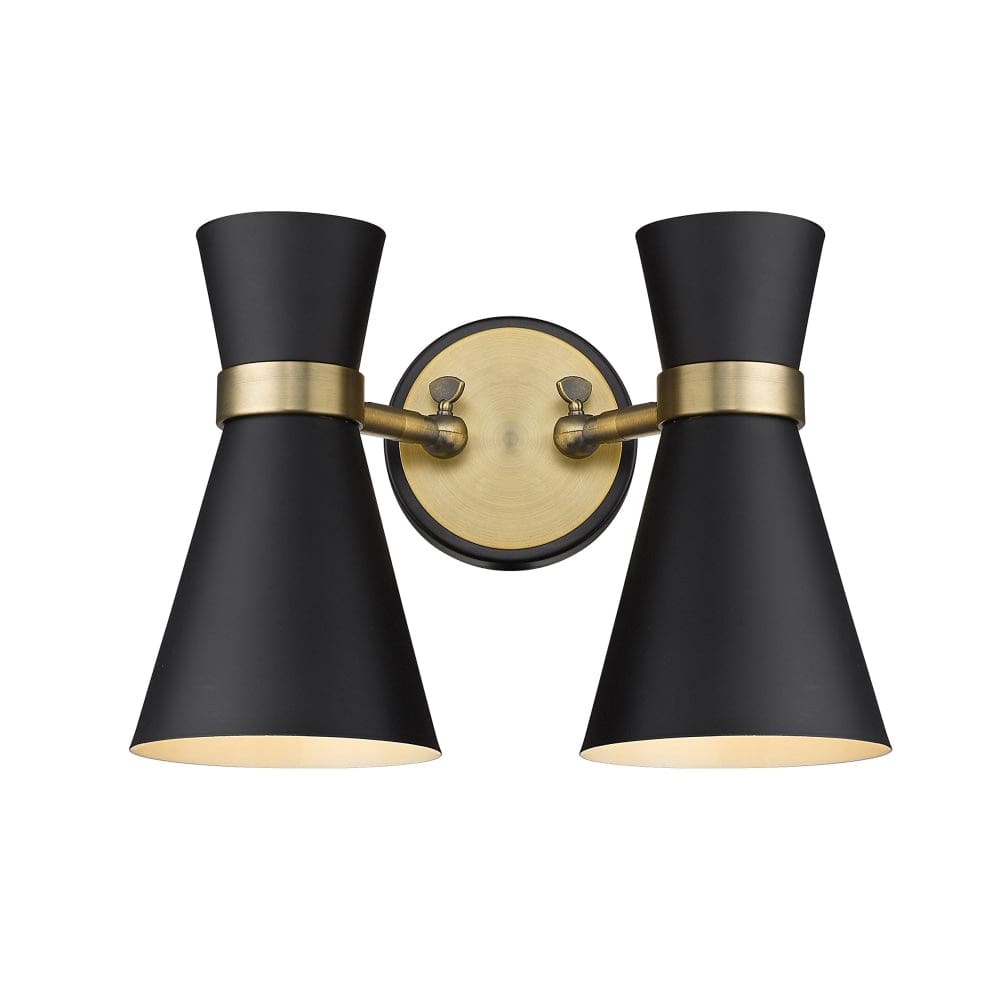 Z-Lite Soriano Matte Black Heritage Brass Wall Sconce 728-2S-MB-HBR - Wall Sconces